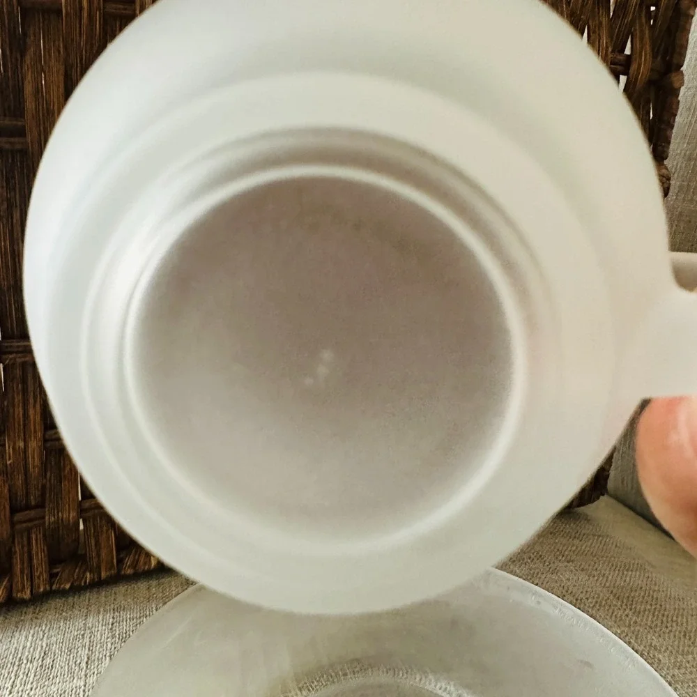 Vintage Hello Kitty Sanrio Tea Cup Saucer Frosted Glass 90s‎